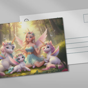raxxa Postkarte: Die Fee und ihre Einhorn-Familie