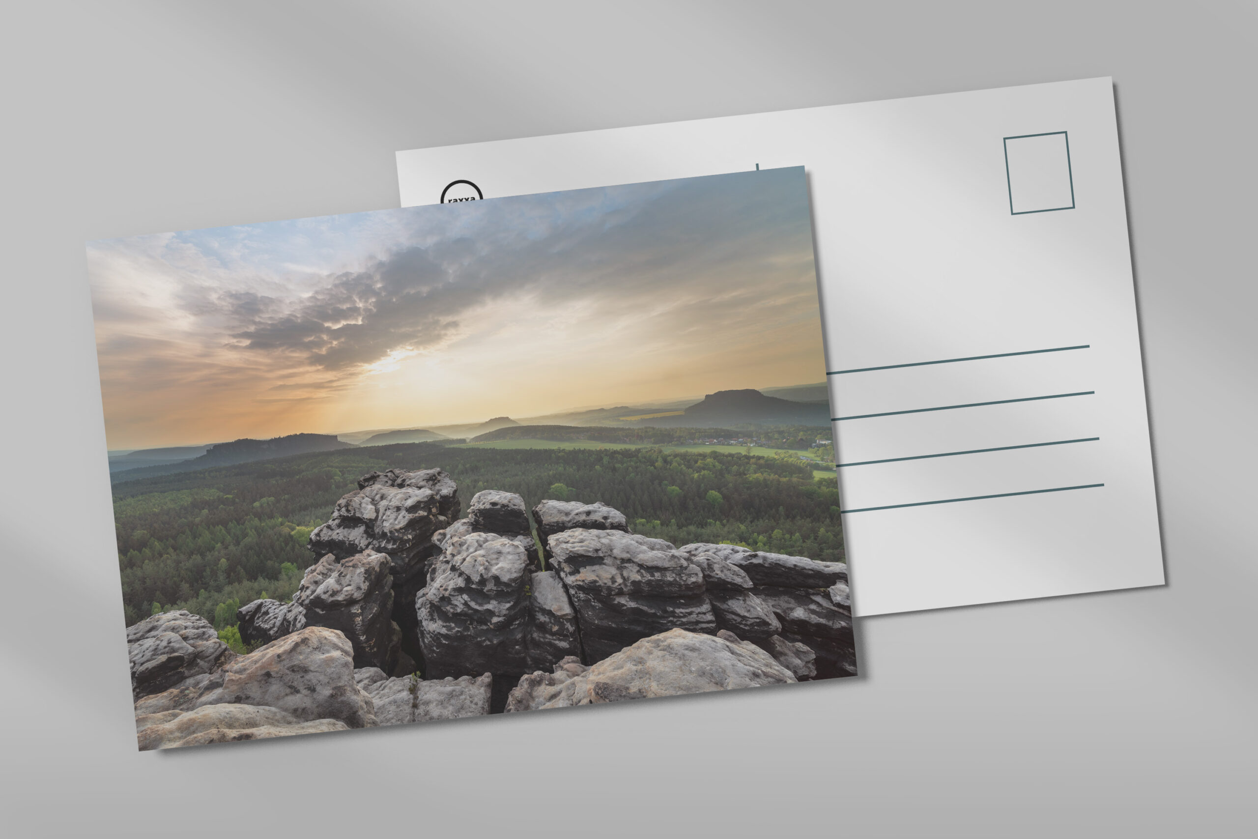 raxxa Postkarte: Abendlicher Ausblick im Elbsandsteingebirge