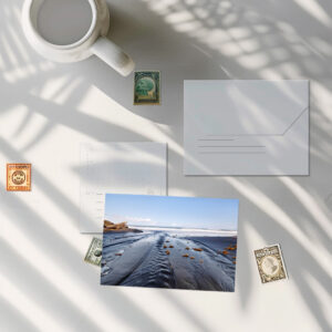 raxxa Postkarte: Dunkler Strand mit Sandrippen