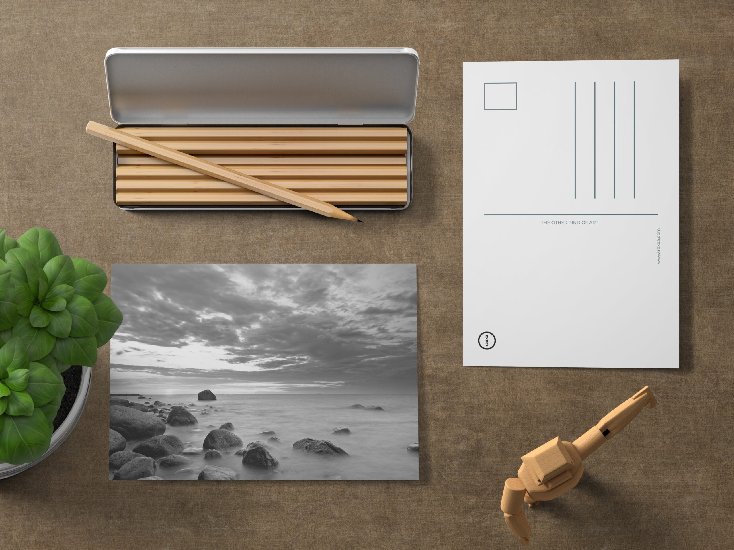 raxxa Postkarte: Sonnenuntergang am Steinstrand