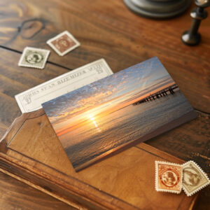 raxxa Postkarte: Sonnenaufgang am Ostseestrand