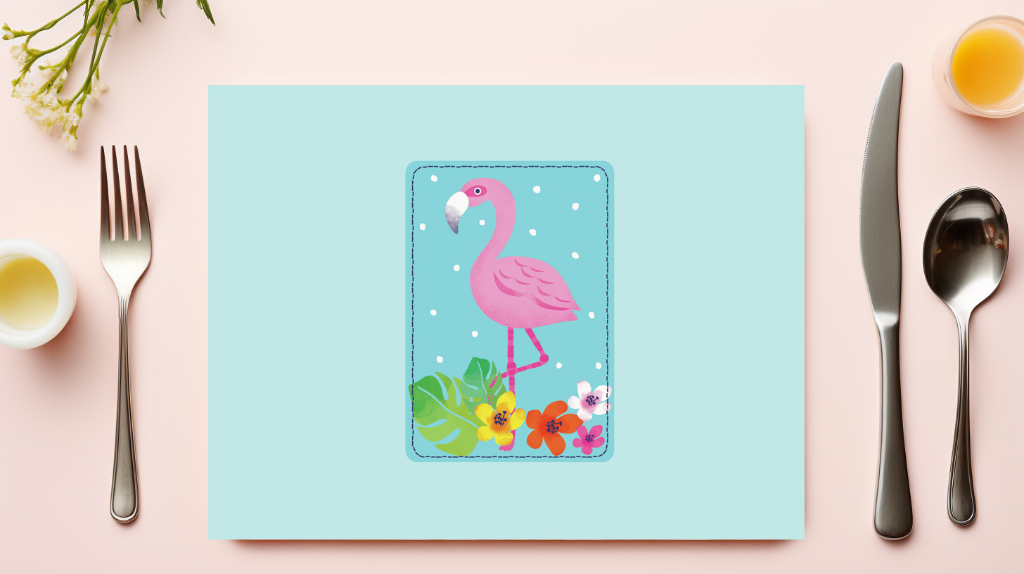 raxxa Premium-Tischset: Poppy, el flamenco que es feliz entre las flores