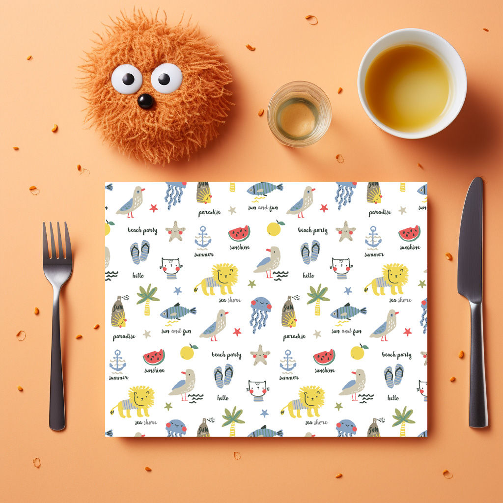 raxxa Premium-Tischset: Leo va de vacaciones al mar