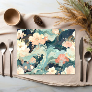 raxxa Premium-Tischset: Flowers floating in the clouds and water green