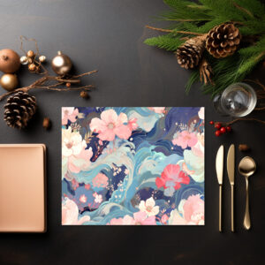 raxxa Premium-Tischset: Flowers floating in the clouds and water blue