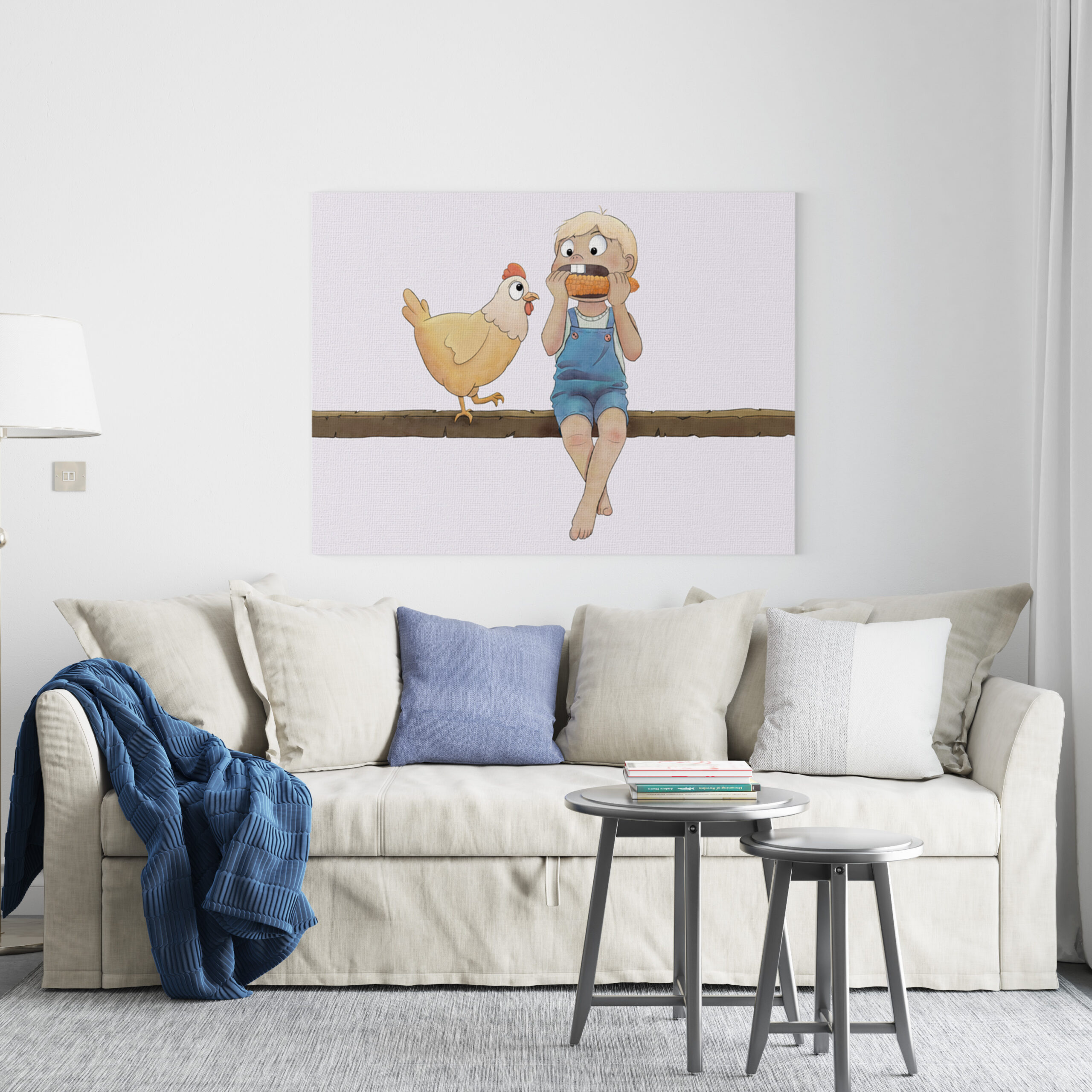 raxxa Canva: Junge mit Huhn