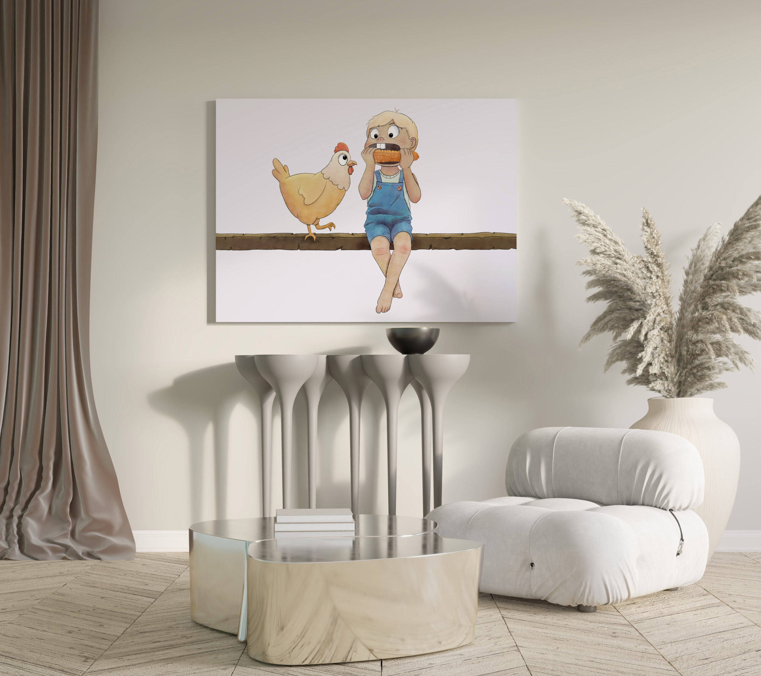 raxxa Canva: Junge mit Huhn - Imagen 2