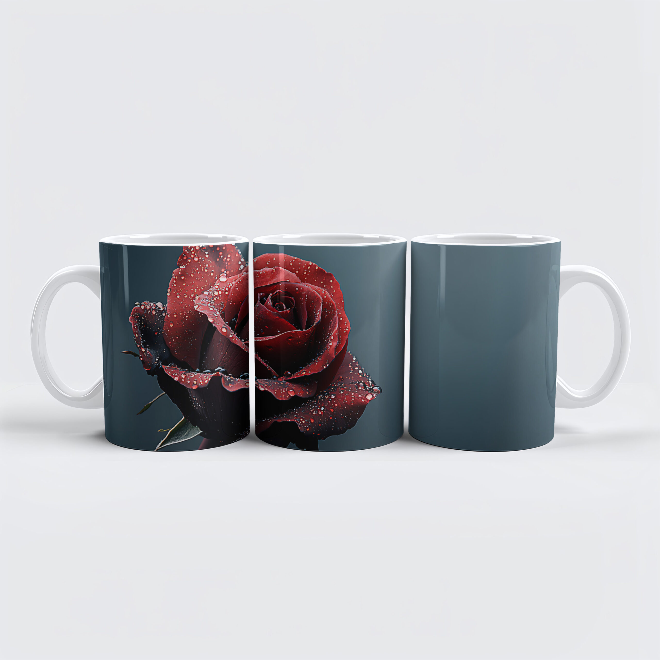 raxxa Premium-Tasse: Rose mit Wassertropfen auf den Blütenblättern