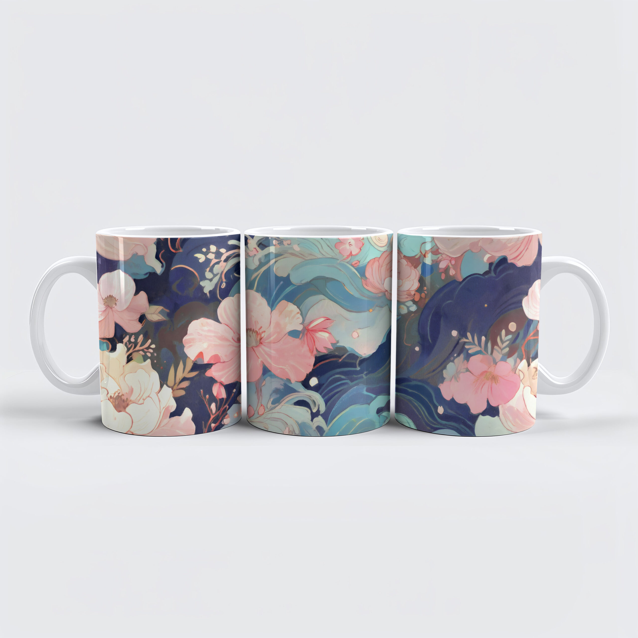 raxxa Premium-Tasse: Flowers floating in the clouds and water blue
