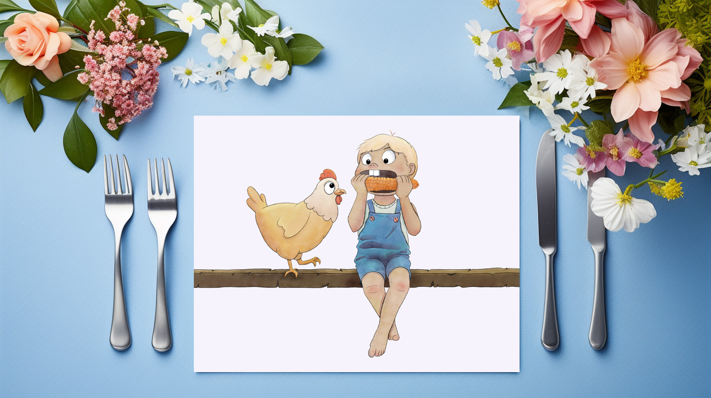 raxxa Premium-Tischset: Junge mit Huhn - Image 3