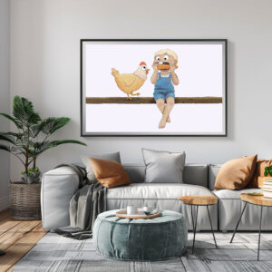 Poster: Junge mit Huhn