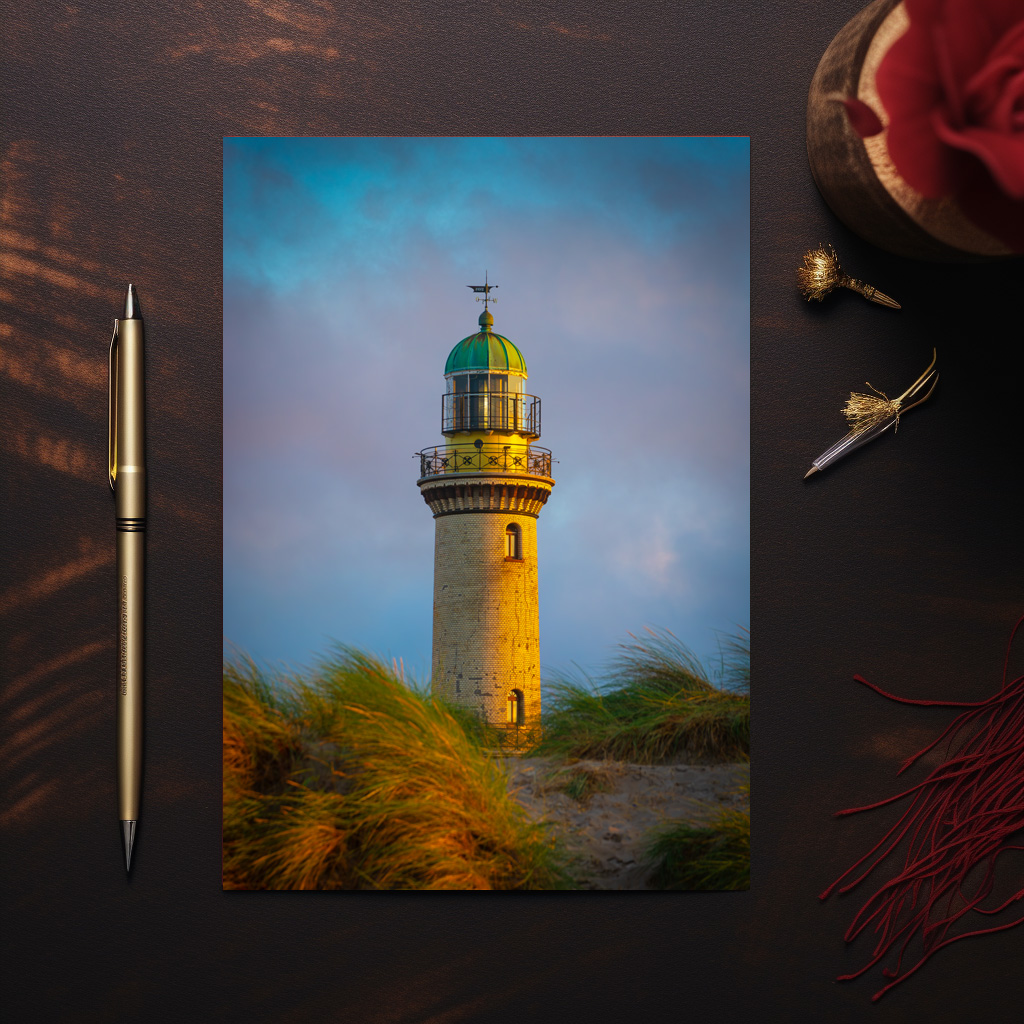 raxxa Postkarte: Leuchtturm in Warnemünde
