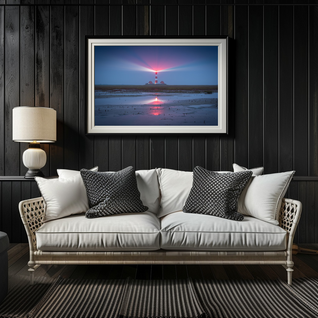 Poster: Leuchtturm am Abend