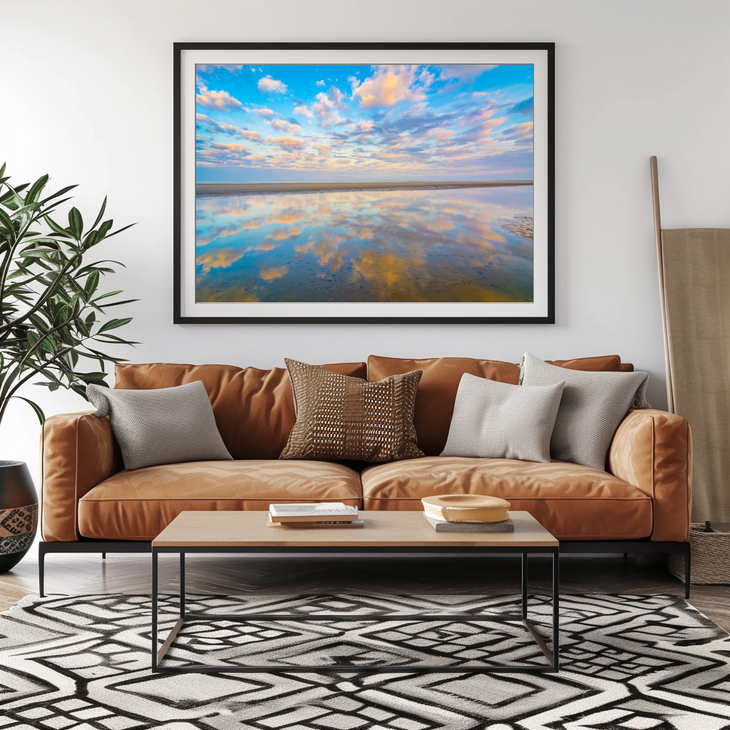 Poster: Nordsee Strand im Sonnenaufgang