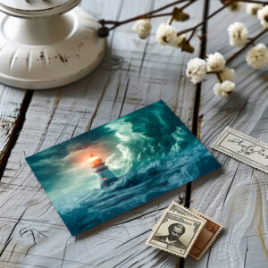 raxxa Postkarte: Seine Strahlen durchschneiden das Chaos der Nacht