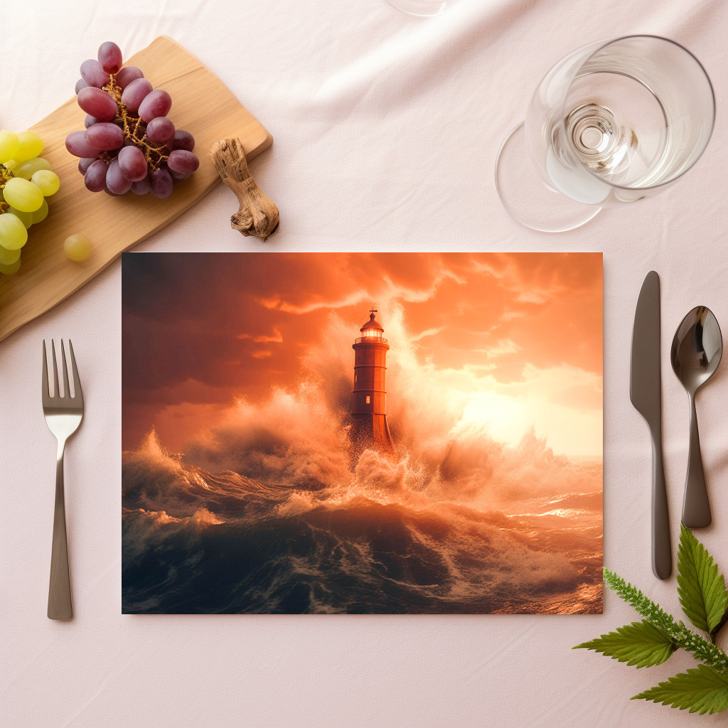 raxxa Premium-Tischset: Selbst die Wellen neigen sich vor dem Leuchtturm – Image 2