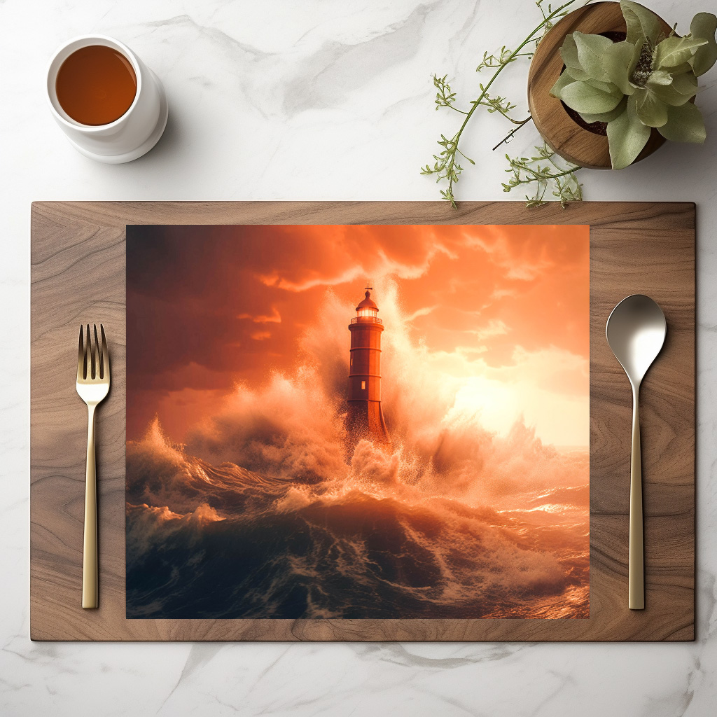 raxxa Premium-Tischset: Selbst die Wellen neigen sich vor dem Leuchtturm