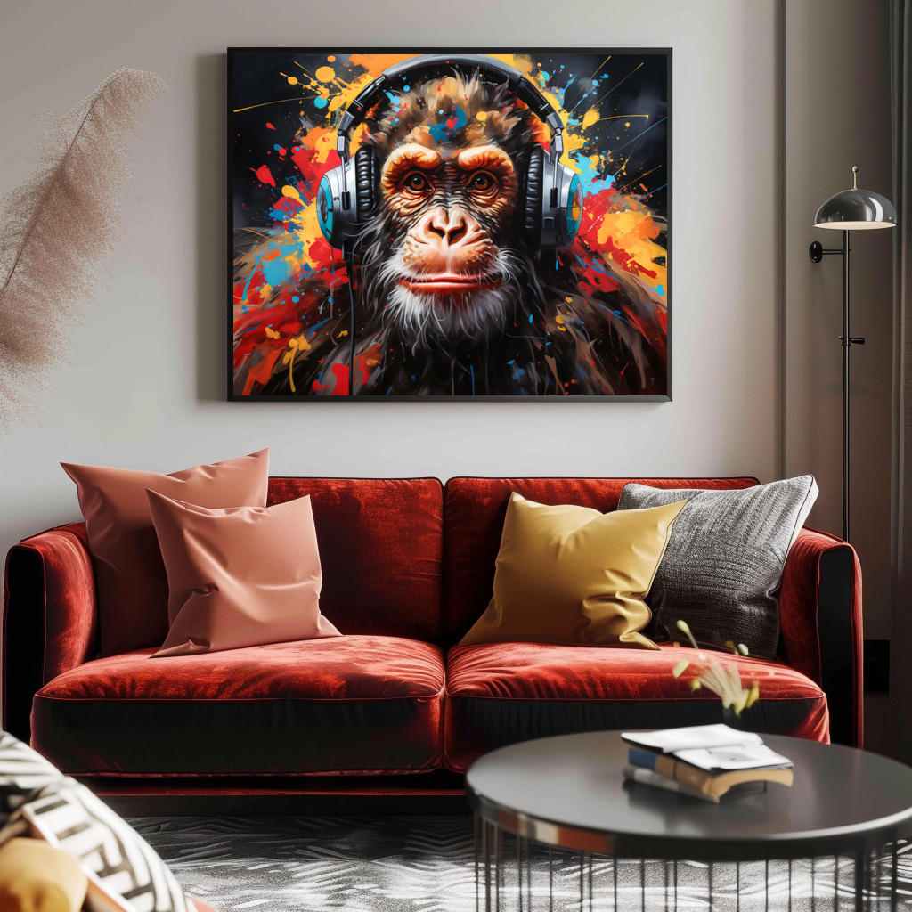 Poster: Chimpanse mit Kopfhörer - Image 2