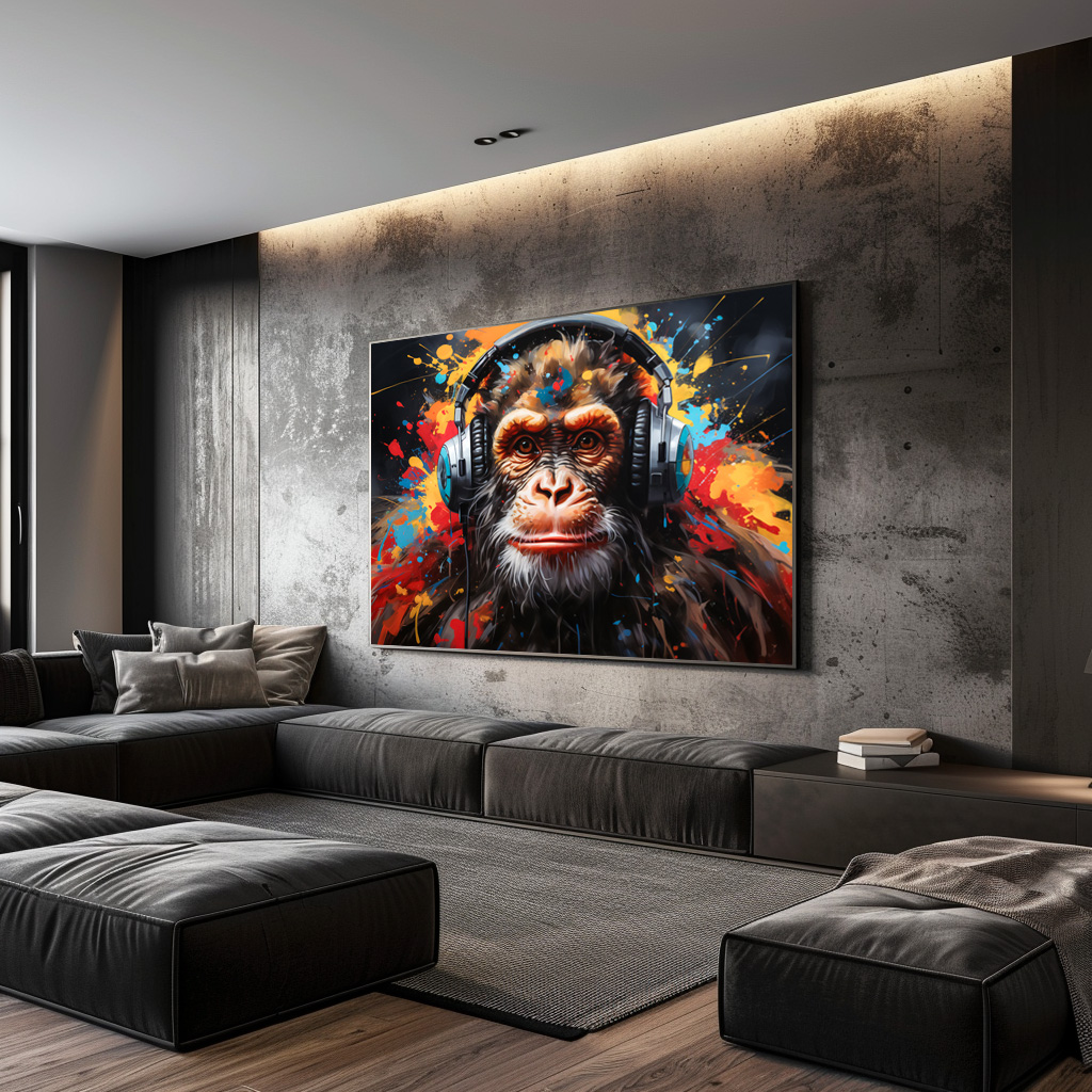 Poster: Chimpanse mit Kopfhörer - Image 3