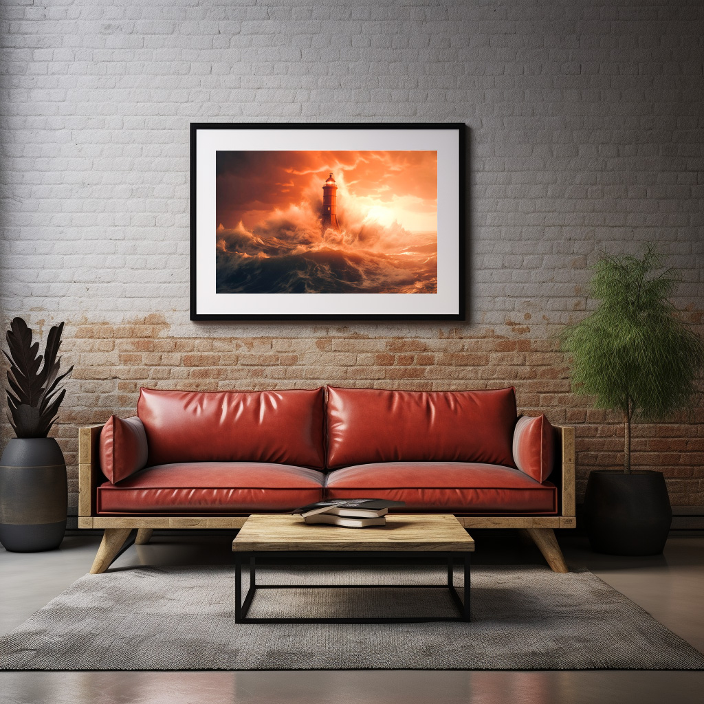 Poster: Selbst die Wellen neigen sich vor dem Leuchtturm