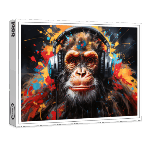 raxxa Premium-Puzzle: Chimpanse mit Kopfhörer