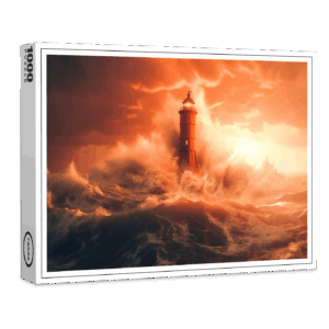 raxxa Premium-Puzzle: Selbst die Wellen neigen sich vor dem Leuchtturm