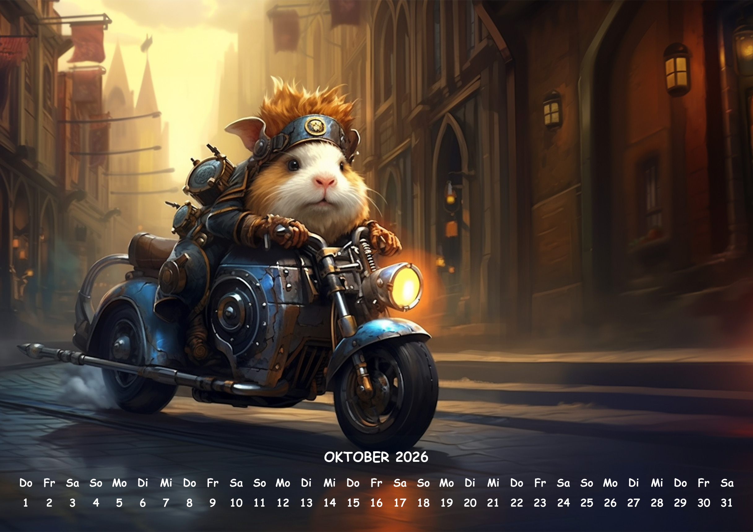 raxxa Premium-Monatskalender Animals on Bikes 2026 – Image 12