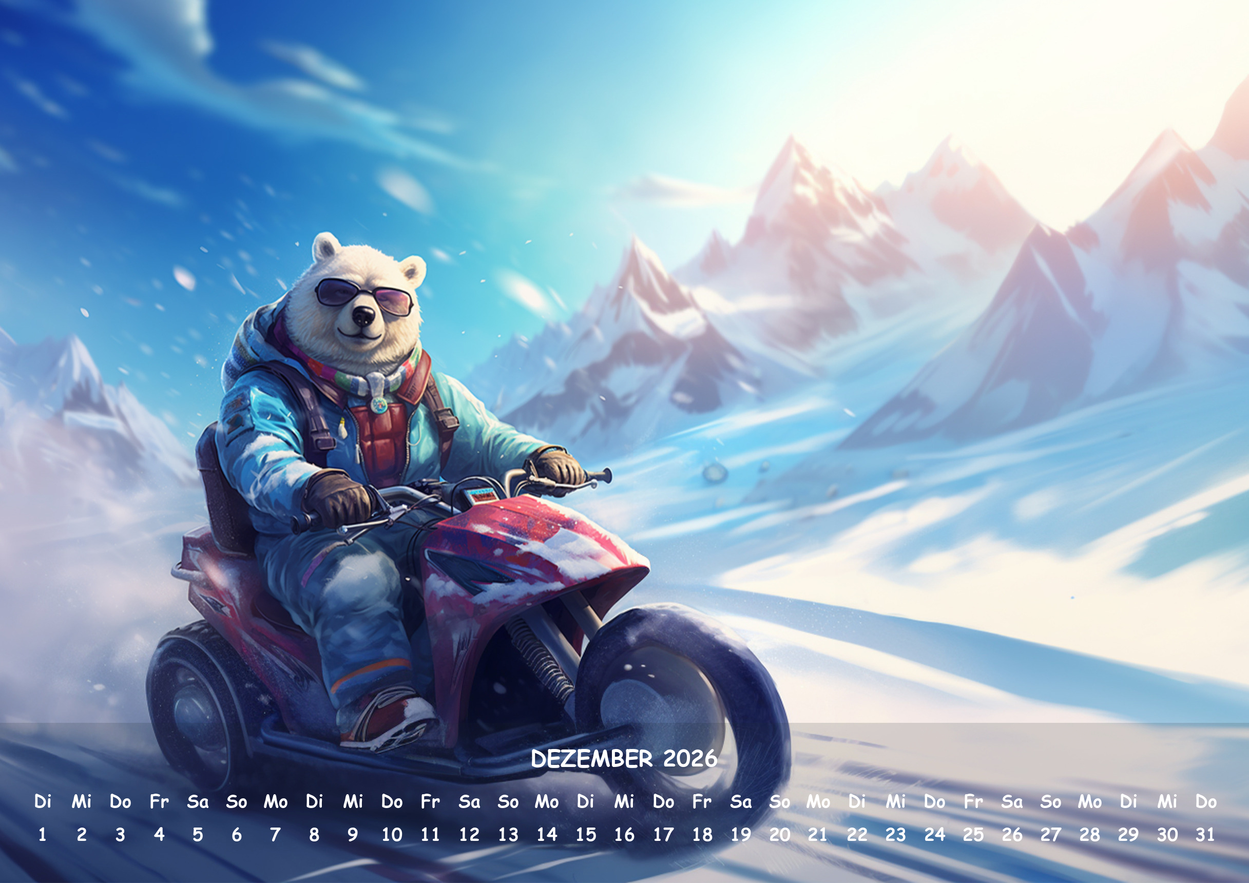 raxxa Premium-Monatskalender Animals on Bikes 2026 – Image 14
