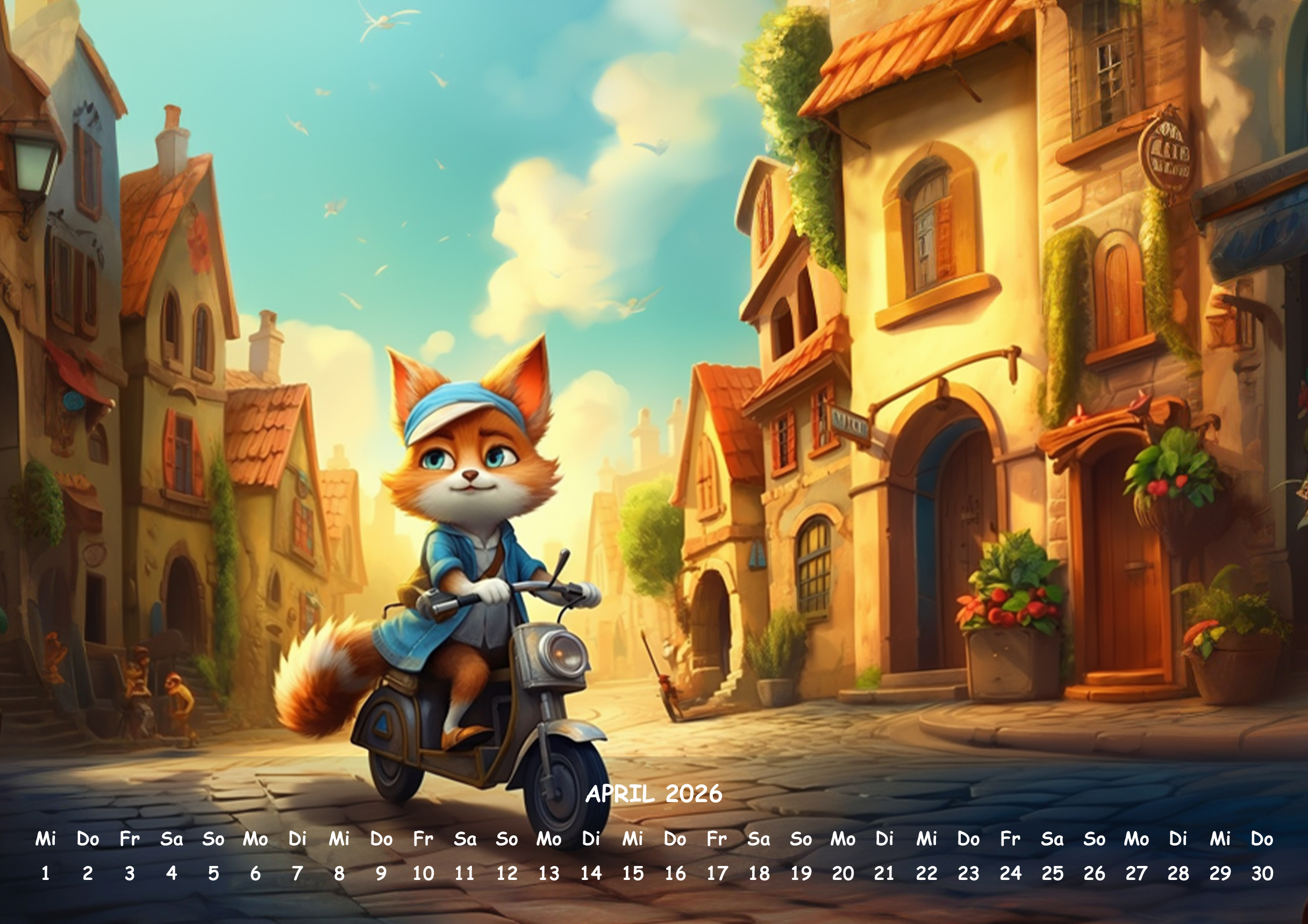 raxxa Premium-Monatskalender Animals on Bikes 2026 – Image 6