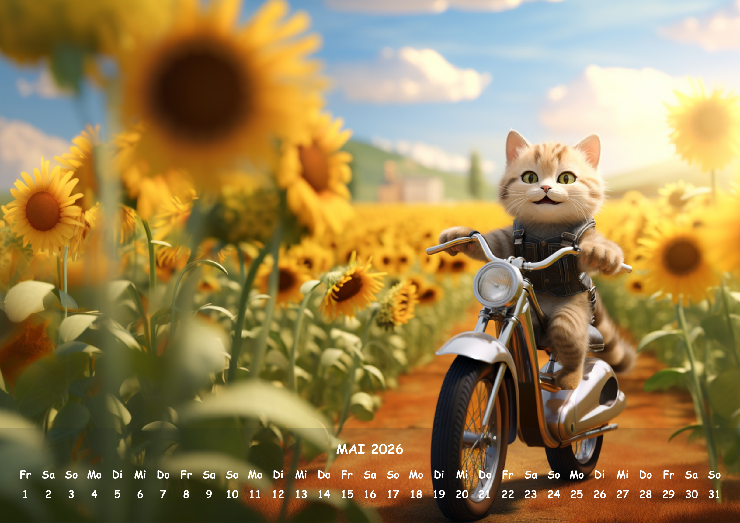 raxxa Premium-Monatskalender Animals on Bikes 2026 – Image 7