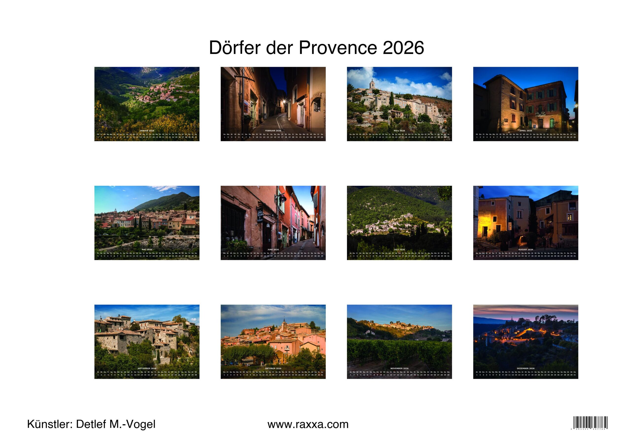 raxxa Premium-Monatskalender Dörfer der Provence 2026 – Image 2