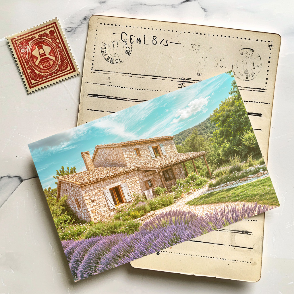 raxxa Postkarte: Cottagegarten voller Lavendelträume