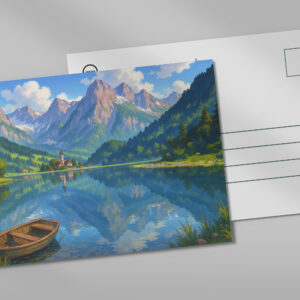 raxxa Postkarte: See in den Alpen im Anime Stil