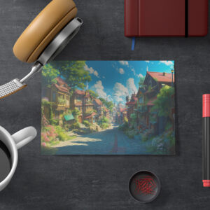 raxxa Postkarte: Weg durch ein Fantasy Dorf im Anime Stil