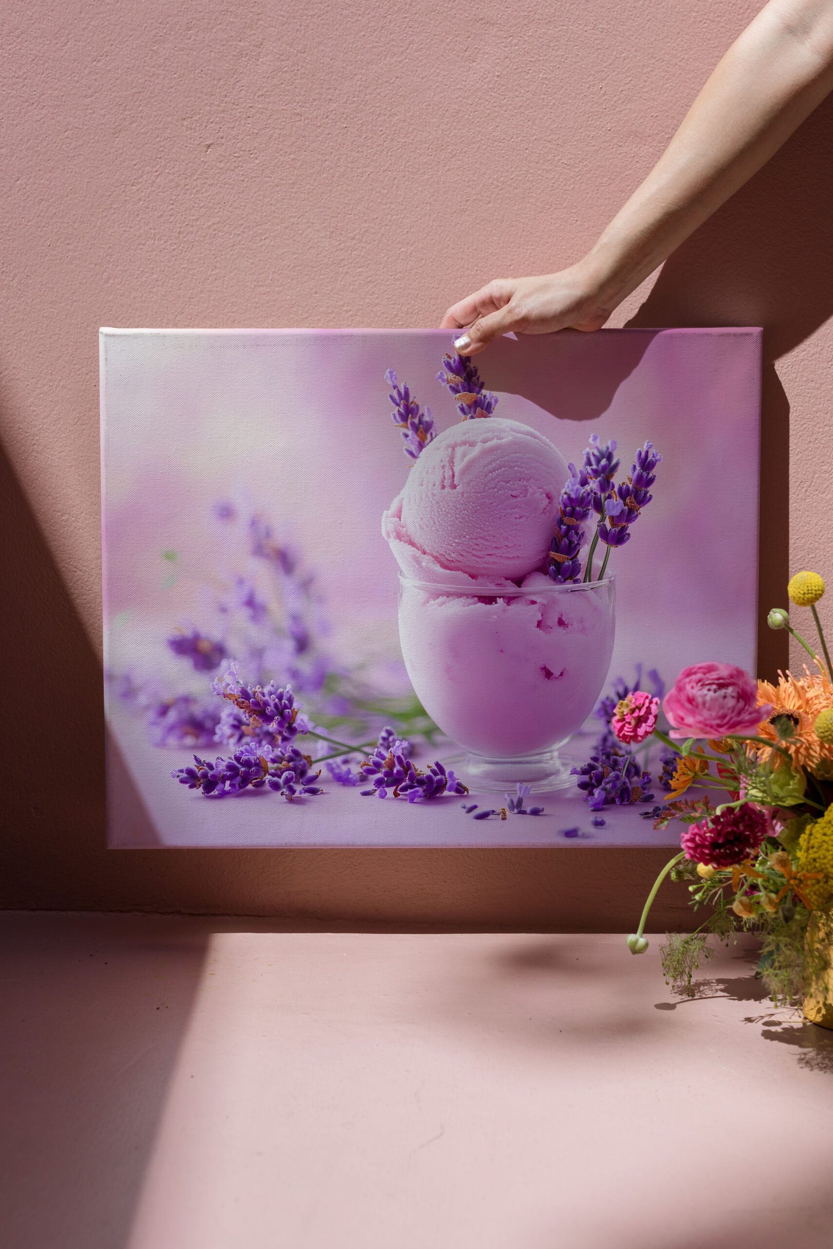 raxxa Canva: Lavendeleis auf rosigem Blütentraum