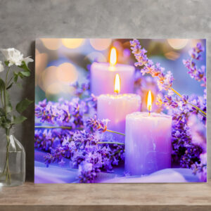 raxxa Canva: Lavendel und Kerzenschein am Winterfenster