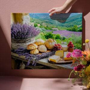 raxxa Canva: Lavendelbrotzeit mit Blick auf die Provence