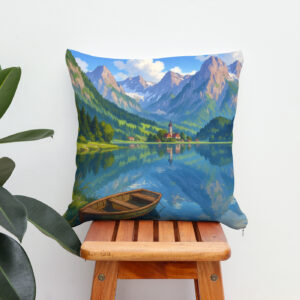 Kissen: See in den Alpen im Anime Stil
