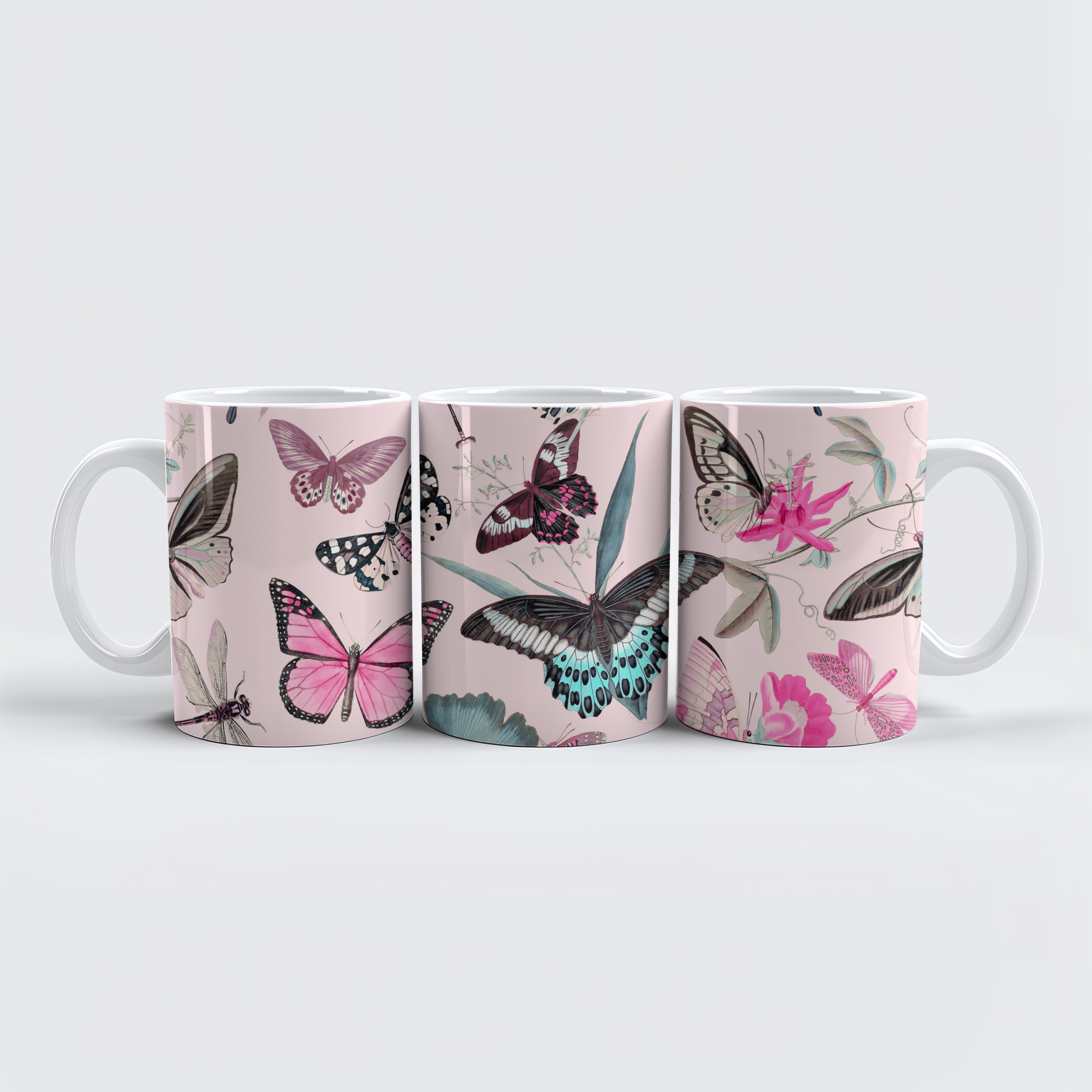 raxxa Premium-Tasse: Nostalgic Pastel Butterfly Garden