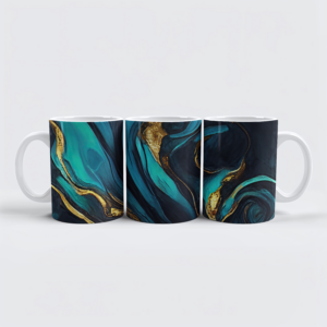 raxxa Premium-Tasse: Turquoise Blue Gold Marble
