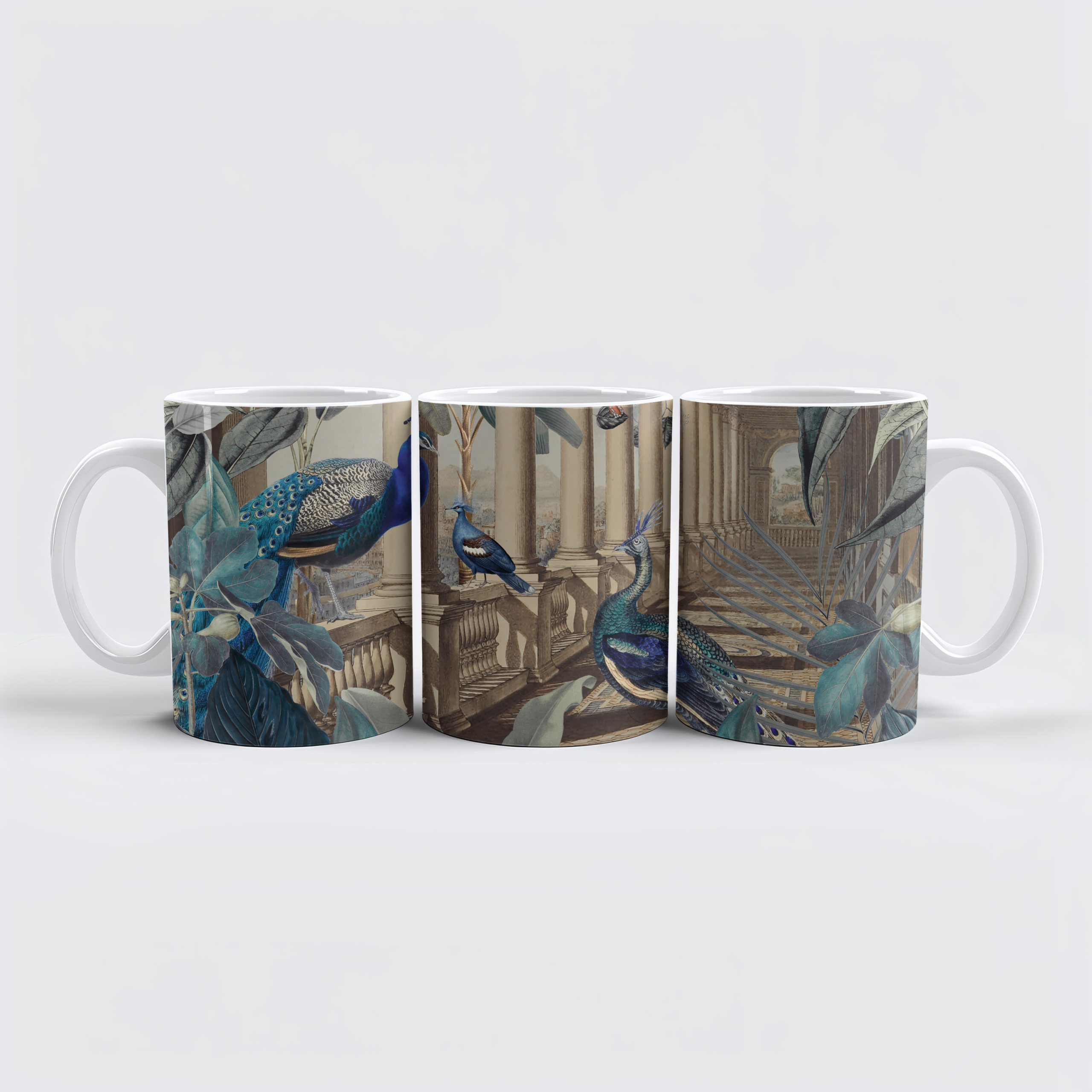 raxxa Premium-Tasse: Lost junge place with peacocks teal
