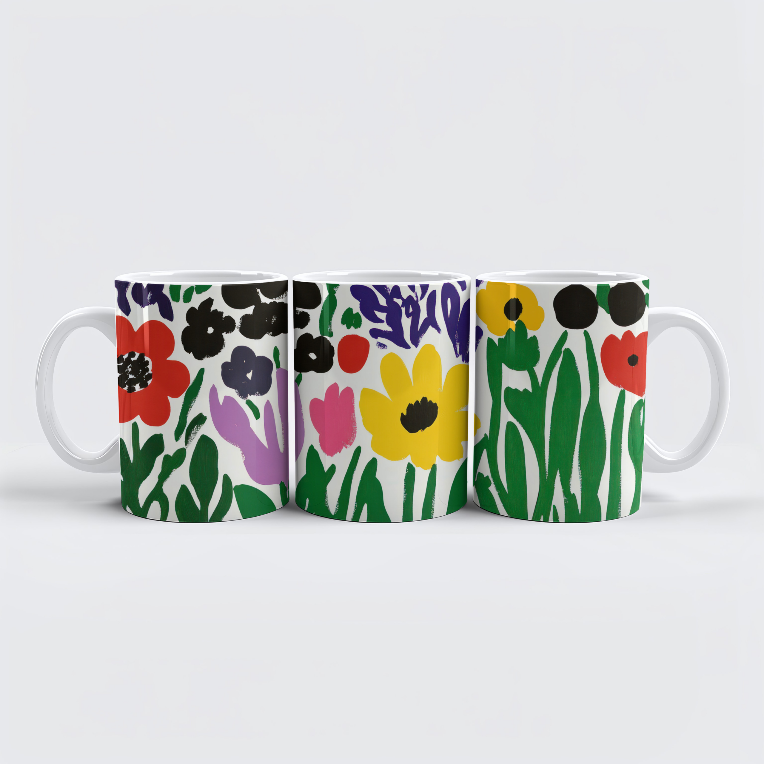 raxxa Premium-Tasse: Kräftiger Blumengarten im Matisse-Stil – leuchtende Formen und Farben