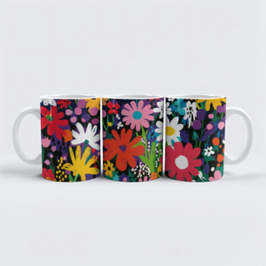 raxxa Premium-Tasse: Kräftiges Blumenmuster im Matisse-Stil – bunte Gartenblüten mit abstrakten Formen