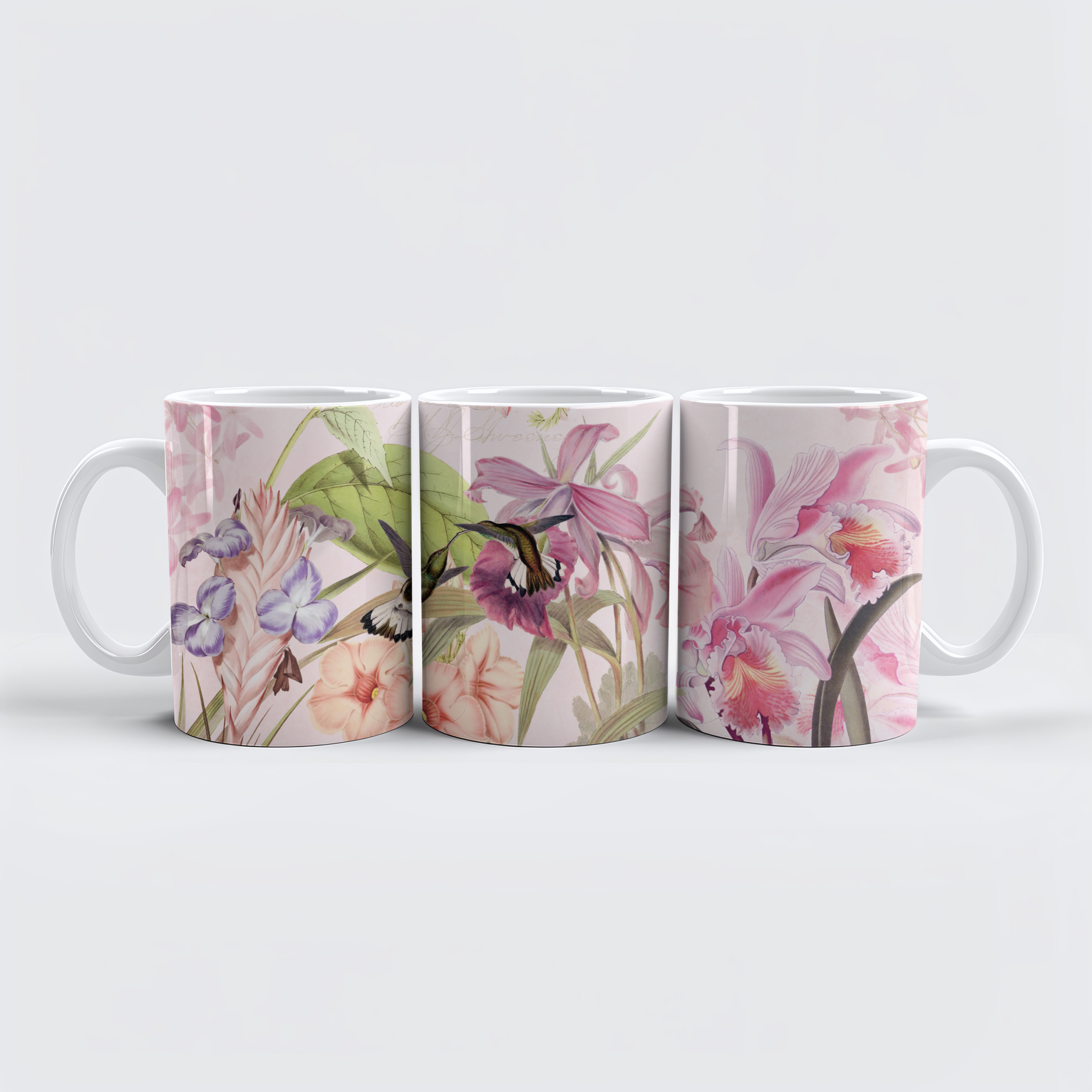 raxxa Premium-Tasse: Romantische Kolibris und Blüten