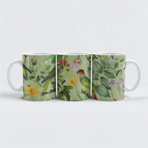 raxxa Premium-Tasse: Papagein im Grünen Vintage Blumen Dschungel
