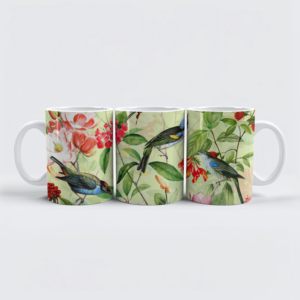 raxxa Premium-Tasse: Exotische Nostalgie- Vintage Vögel im Blüten Dschungel