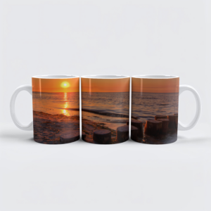 raxxa Premium-Tasse: Buhnen im Sonnenuntergang