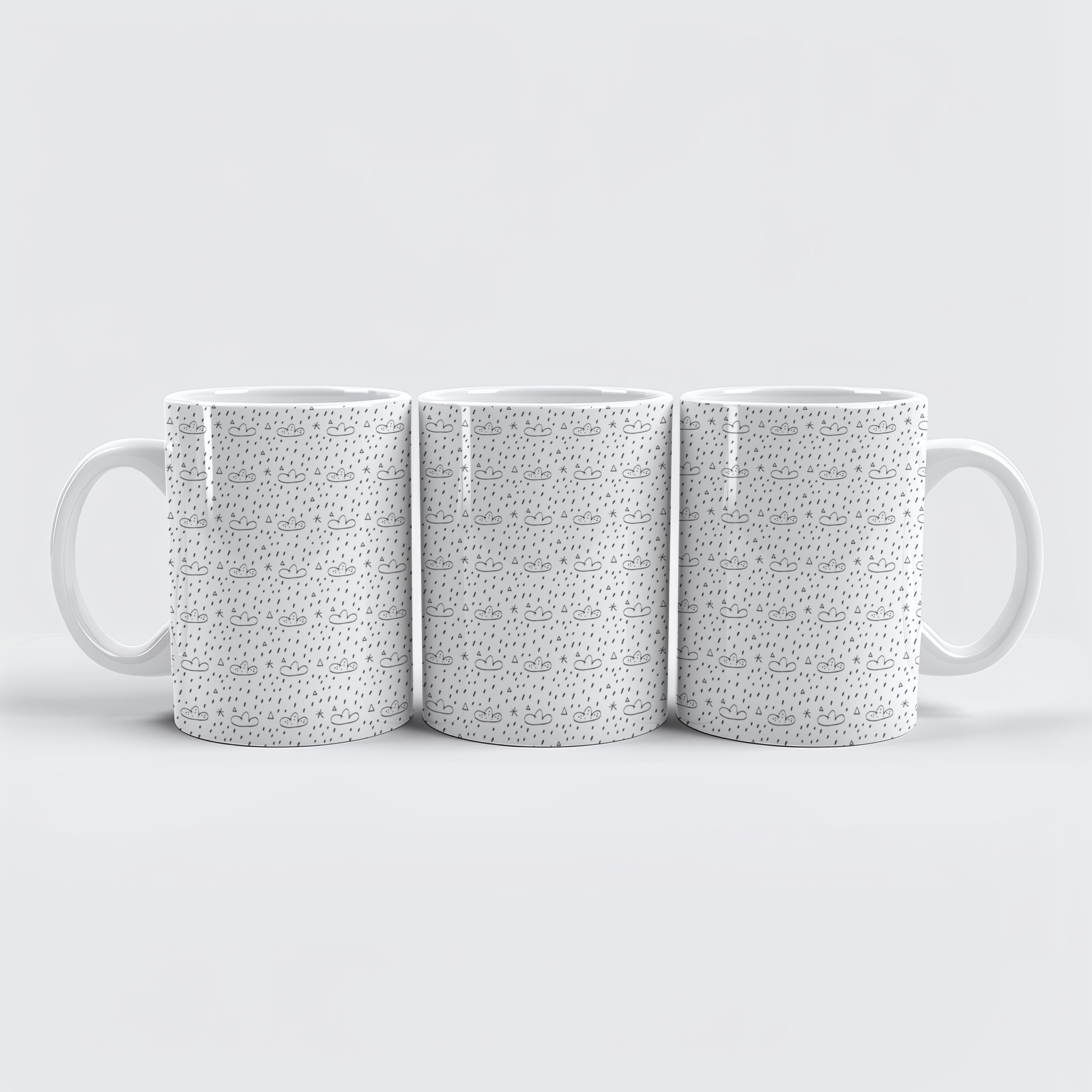 raxxa Premium-Tasse: Coquetas nubes sobre blanco