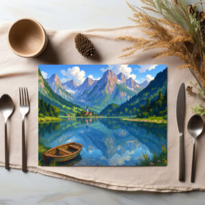 raxxa Premium-Tischset: See in den Alpen im Anime Stil
