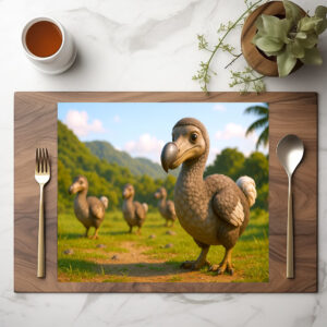raxxa Premium-Tischset: Ausgestorbene Tiere - Neugieriger Dodo im Comic-Stil